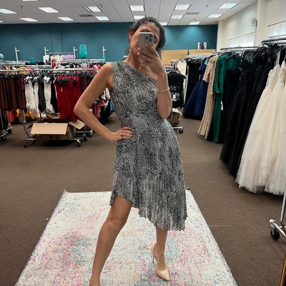 BCBGMAXAZRIA Fit & Flare Sleeveless Cocktail Pleated Asymmetrica size 0 NWT - Picture 6 of 8